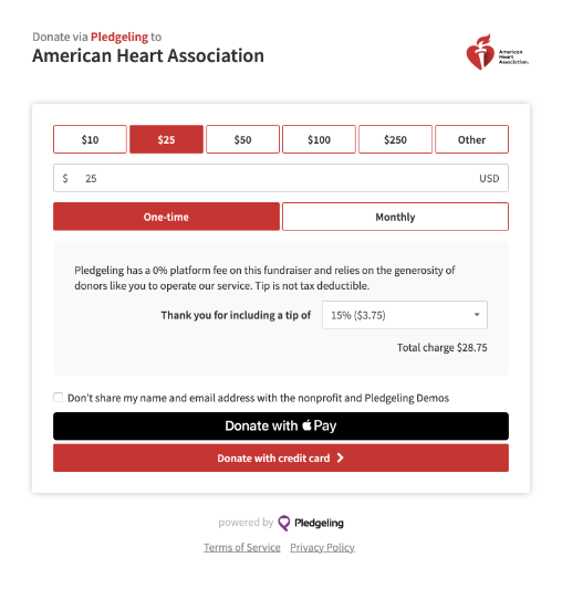 American Heart Association Donation Form